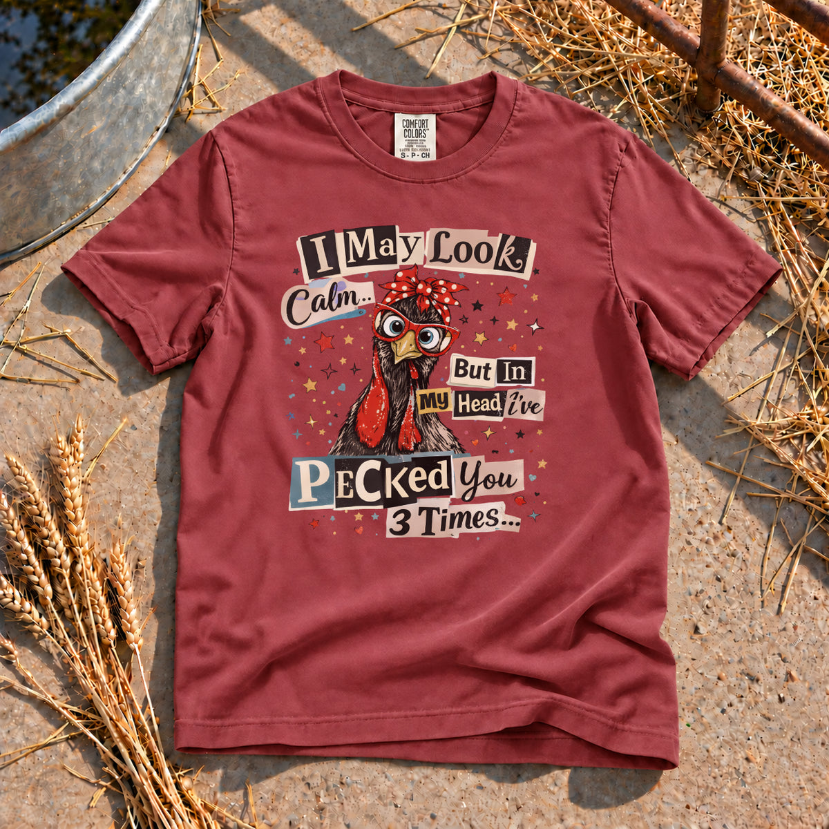 Look Calm T-Shirt in Brick