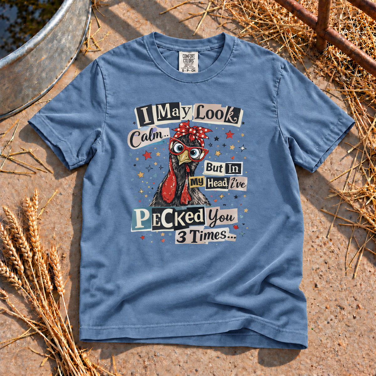 Look Calm T-Shirt in Blue Jean