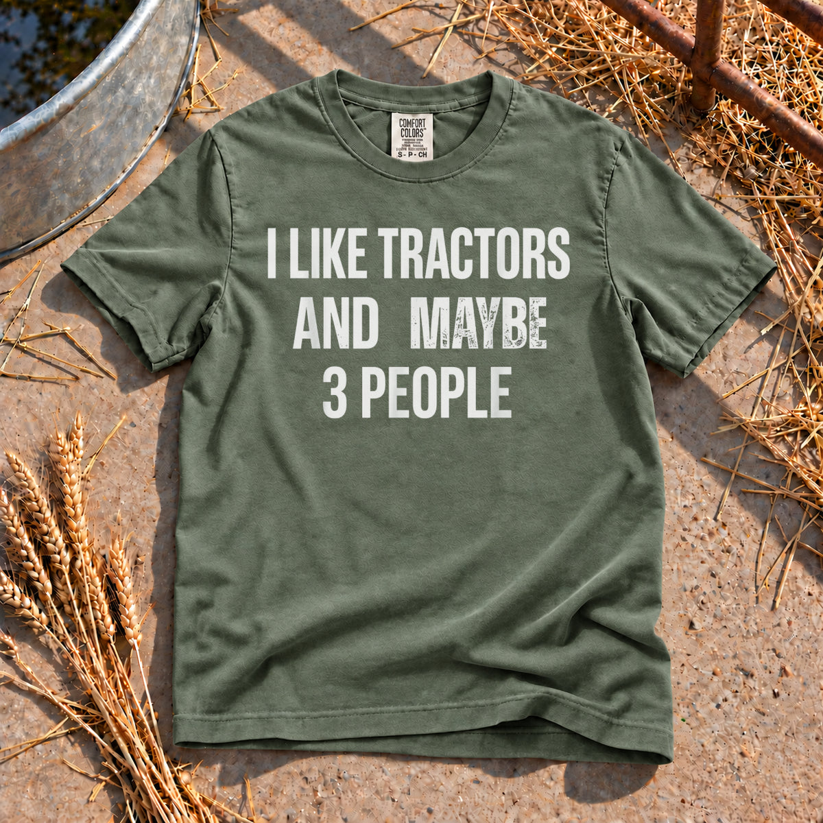 I Like Tractors T-Shirt in Moss
