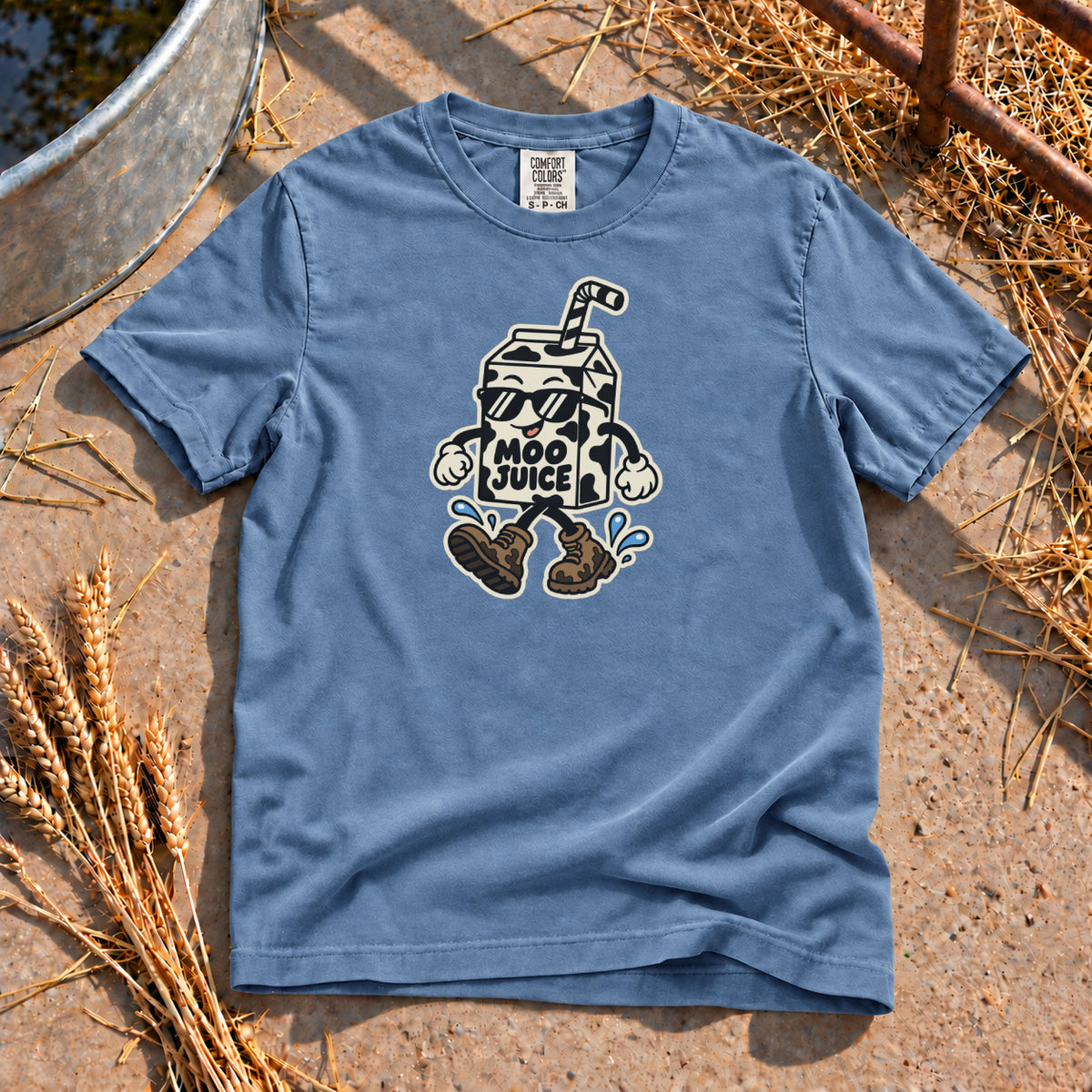 Moo Juice T-Shirt in Blue Jean