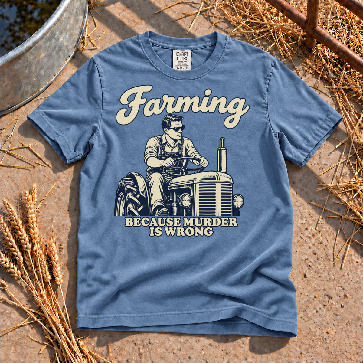 Murder is Wrong T-Shirt in Blue Jean