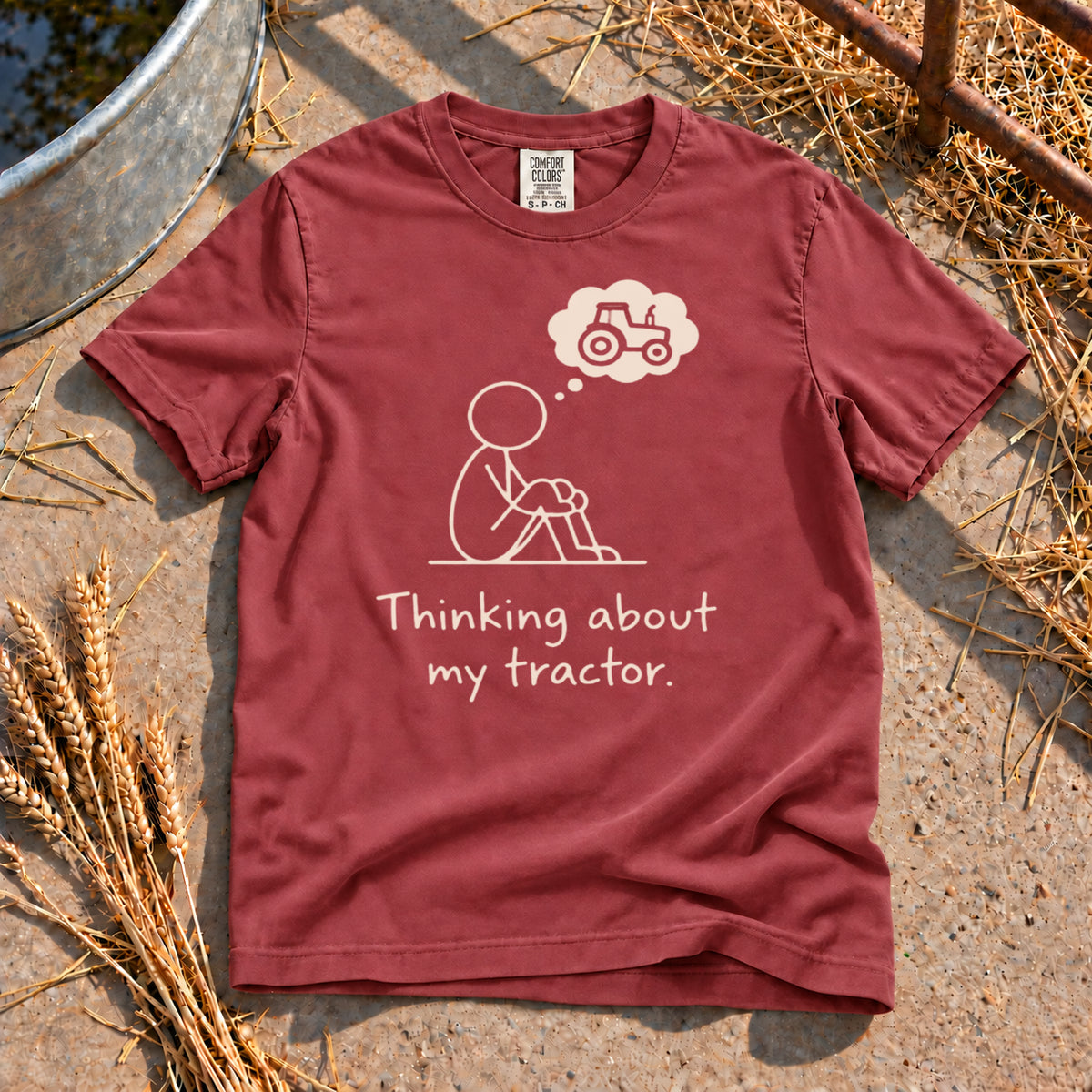 Thinking About My Tractor T-Shirt in Brick