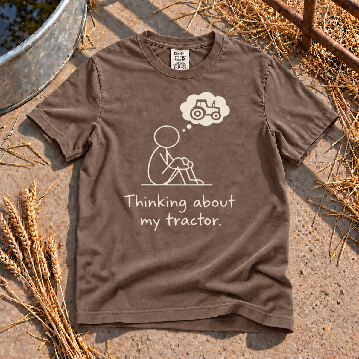 Thinking About My Tractor T-Shirt in Espresso