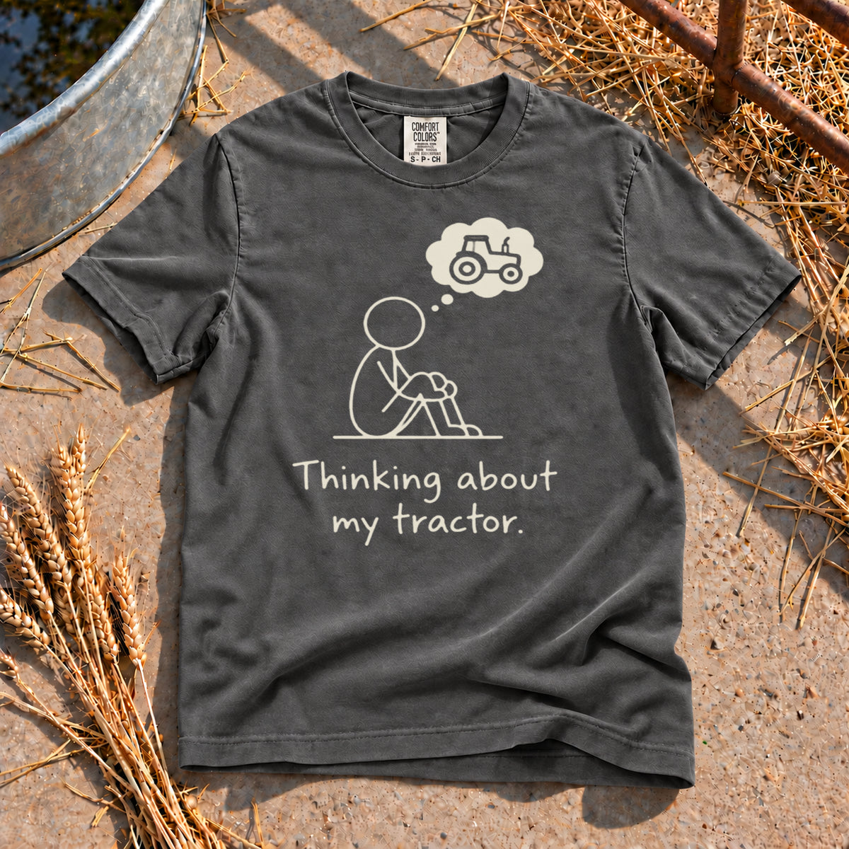 Thinking About My Tractor T-Shirt in Pepper