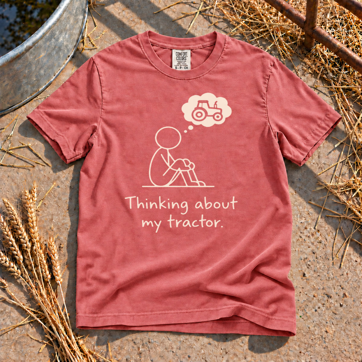 Thinking About My Tractor T-Shirt in Watermelon