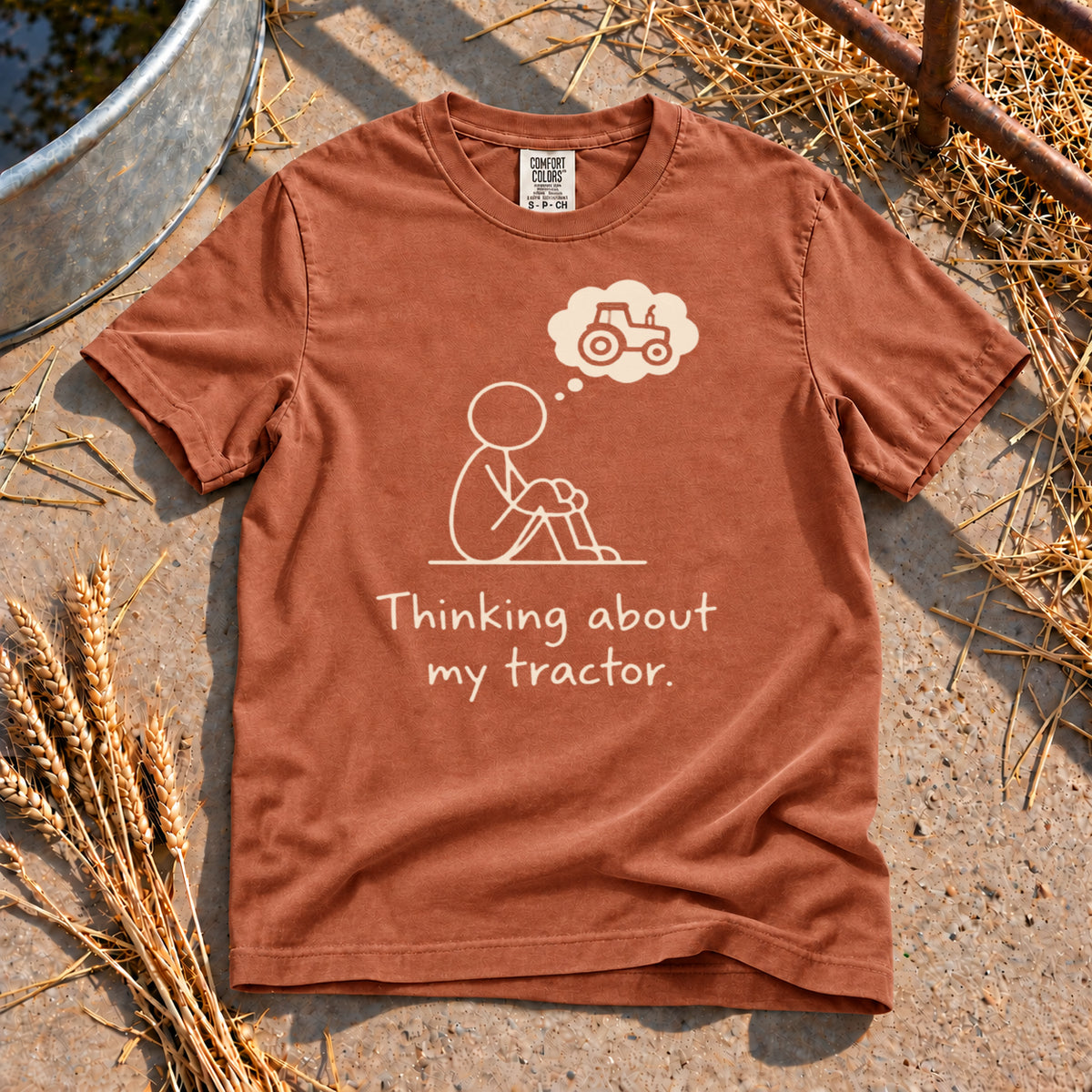 Thinking About My Tractor T-Shirt in Yam
