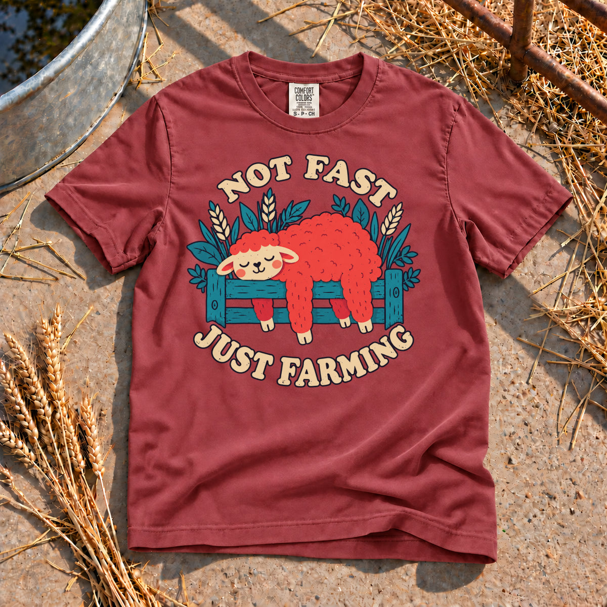 Not Fast Just Farming T-Shirt in Brick