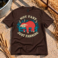 Not Fast Just Farming T-Shirt in Dark Chocolate