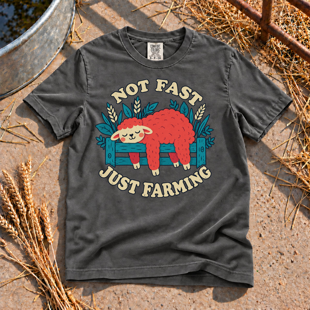 Not Fast Just Farming T-Shirt in Pepper