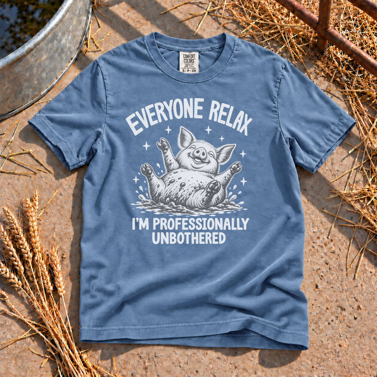 Professionally Unbothered T-Shirt in Blue Jean