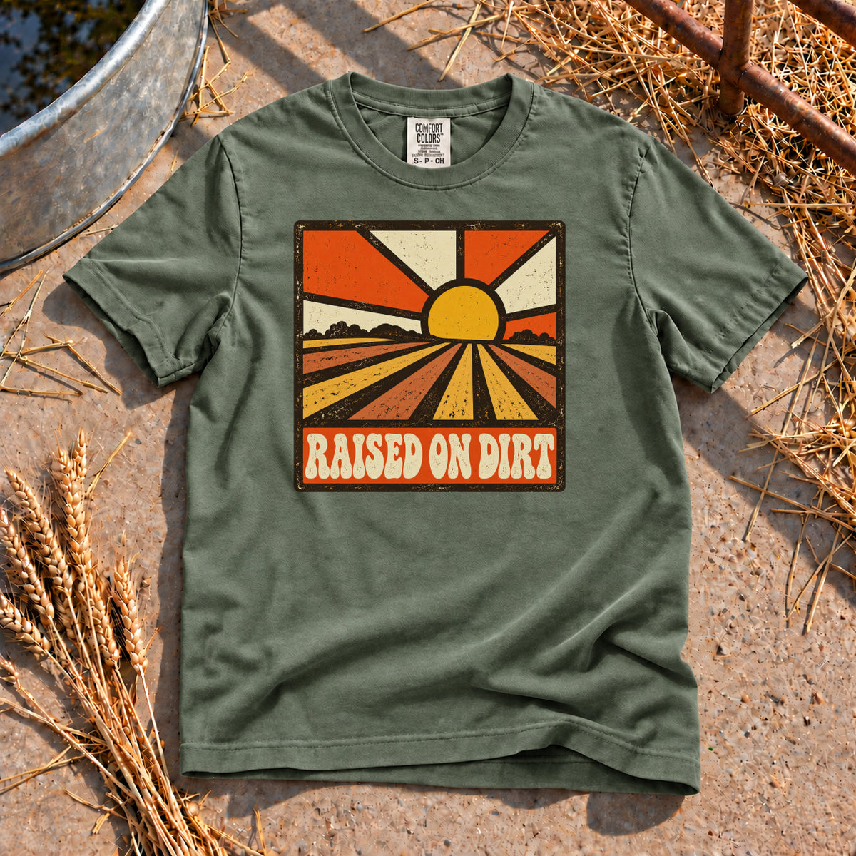 Raised In Dirt T-Shirt in Moss