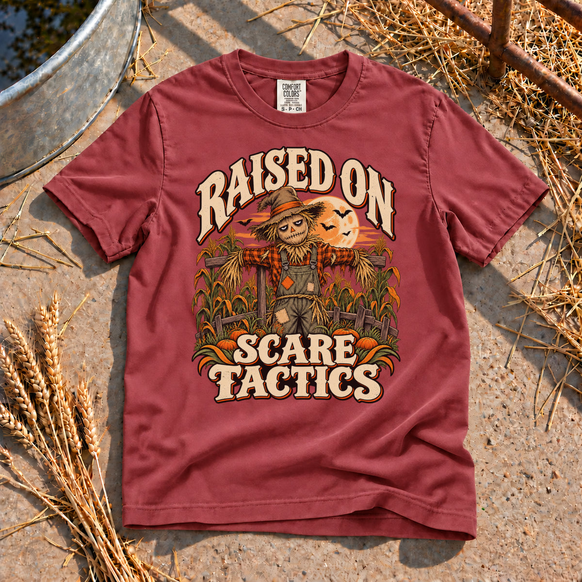 Raised on Scare Tactics T-Shirt in Brick