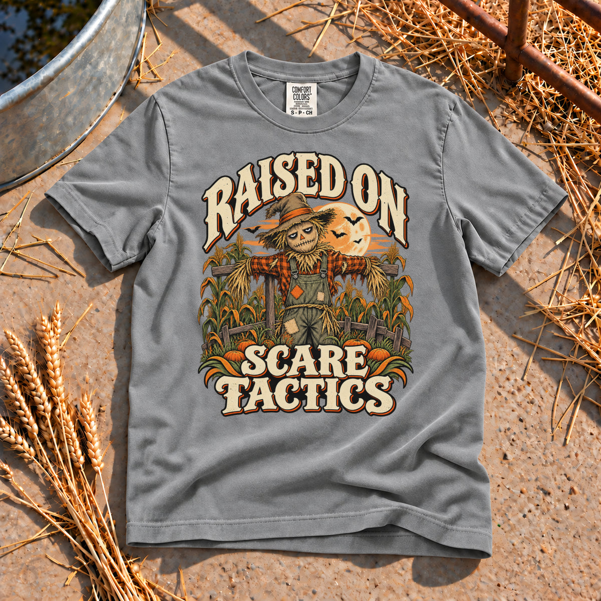 Raised on Scare Tactics T-Shirt in Grey