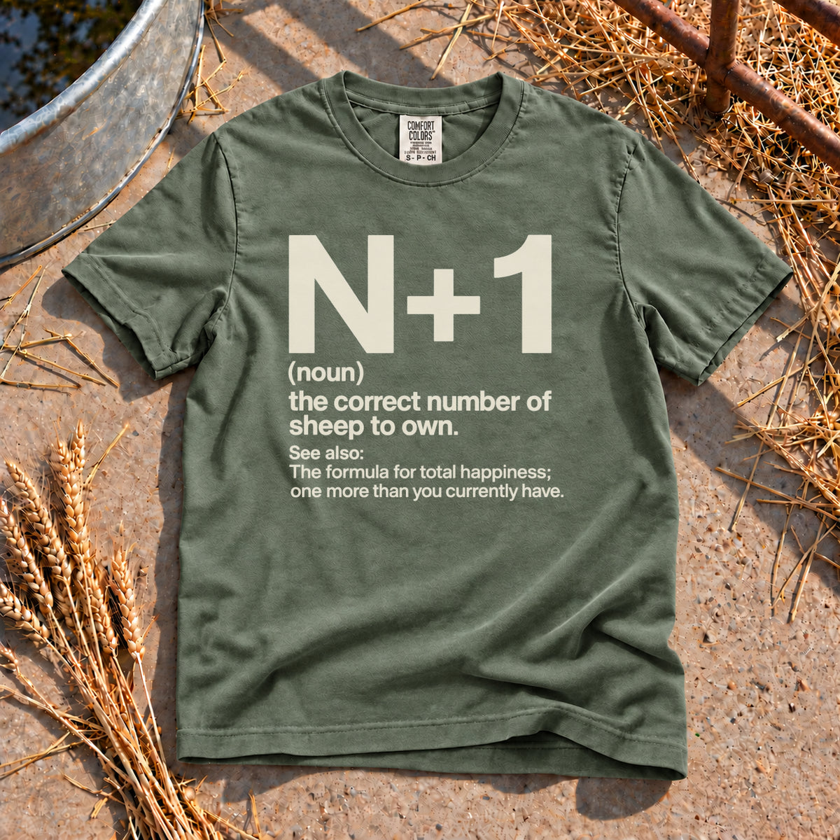 Sheep Math T-Shirt in Moss