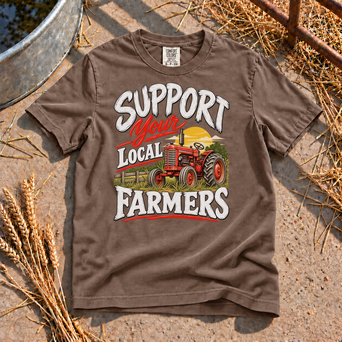 Support Your Local Farmers T-Shirt in Espresso