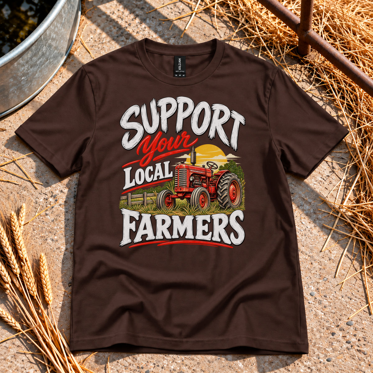 Support Your Local Farmers T-Shirt in Dark Chocolate