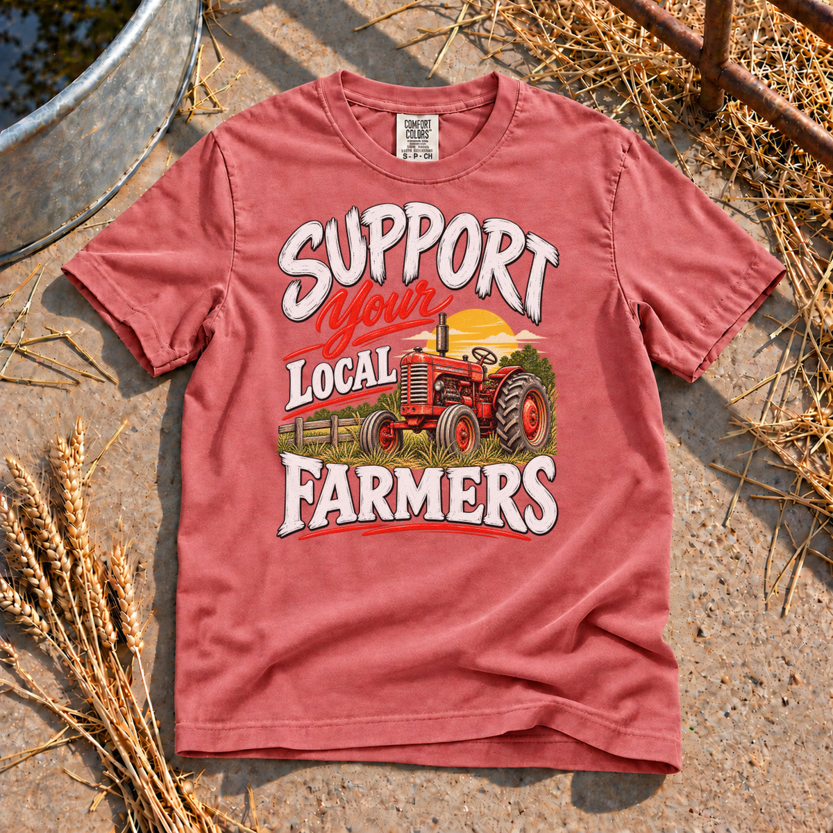 Support Your Local Farmers T-Shirt in Watermelon