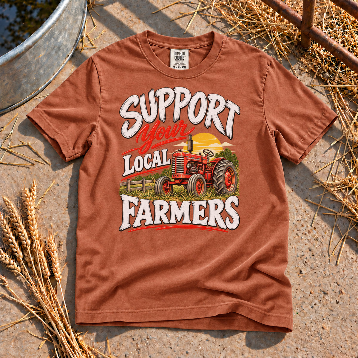 Support Your Local Farmers T-Shirt in Yam