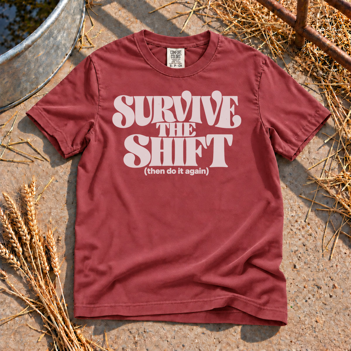Survive the Shift T-Shirt in Brick