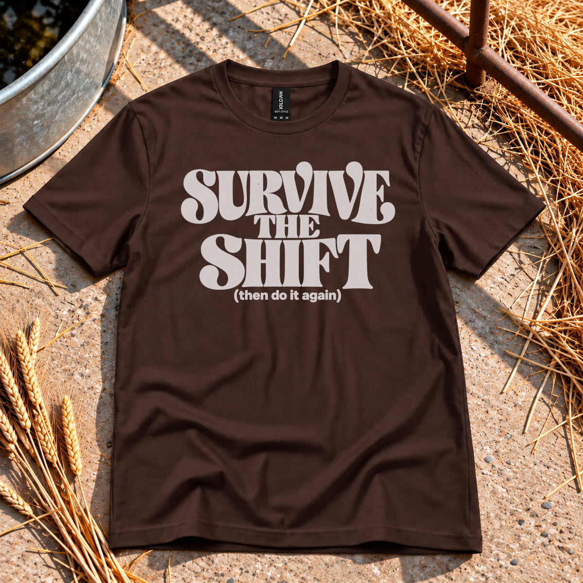 Survive The Shift T-Shirt in Dark Chocolate