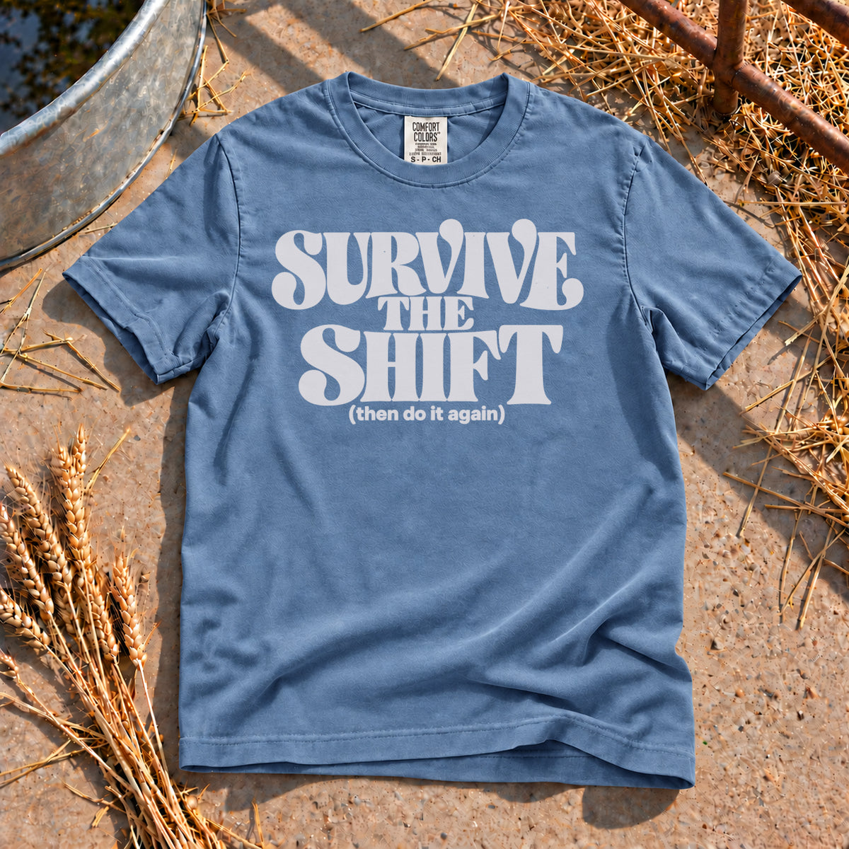 Survive the Shift T-Shirt in Blue Jean