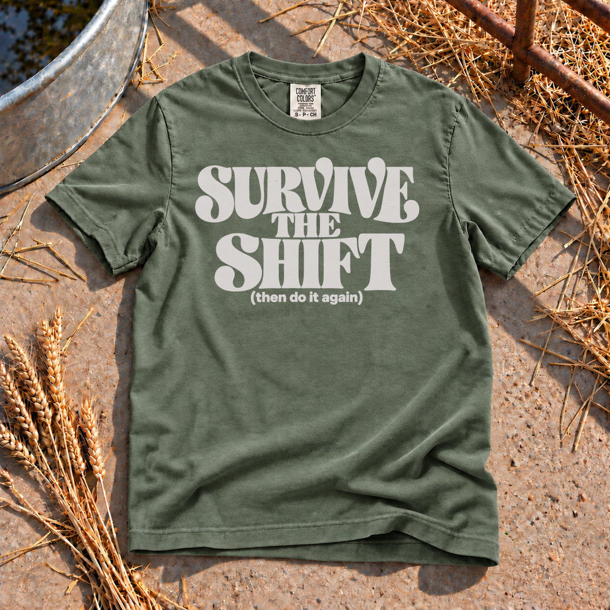 Survive the Shift T-Shirt in Moss