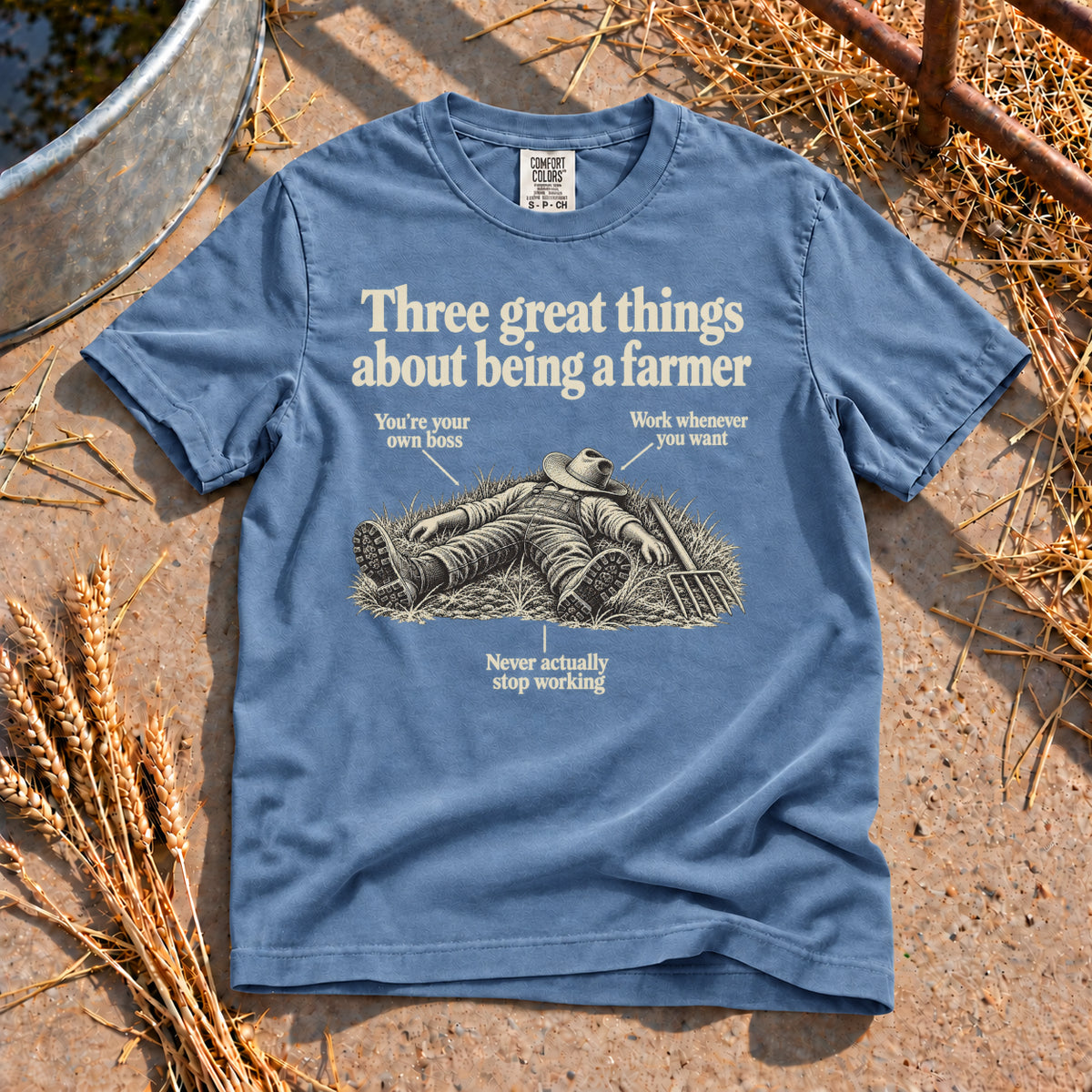Three Great Things T-Shirt in Blue Jean