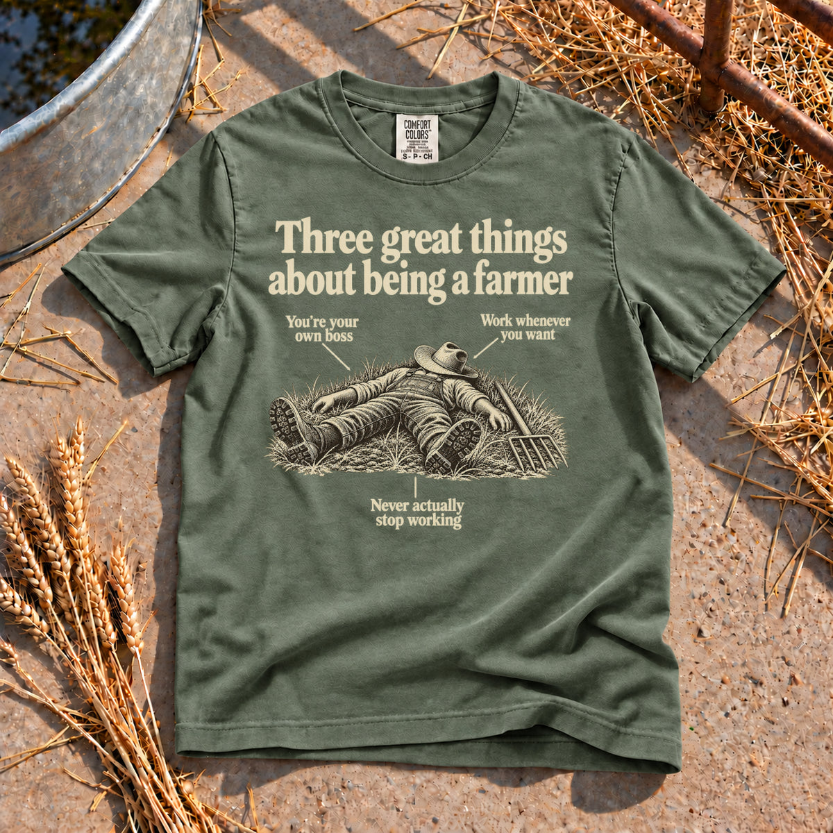 Three Great Things T-Shirt in Moss
