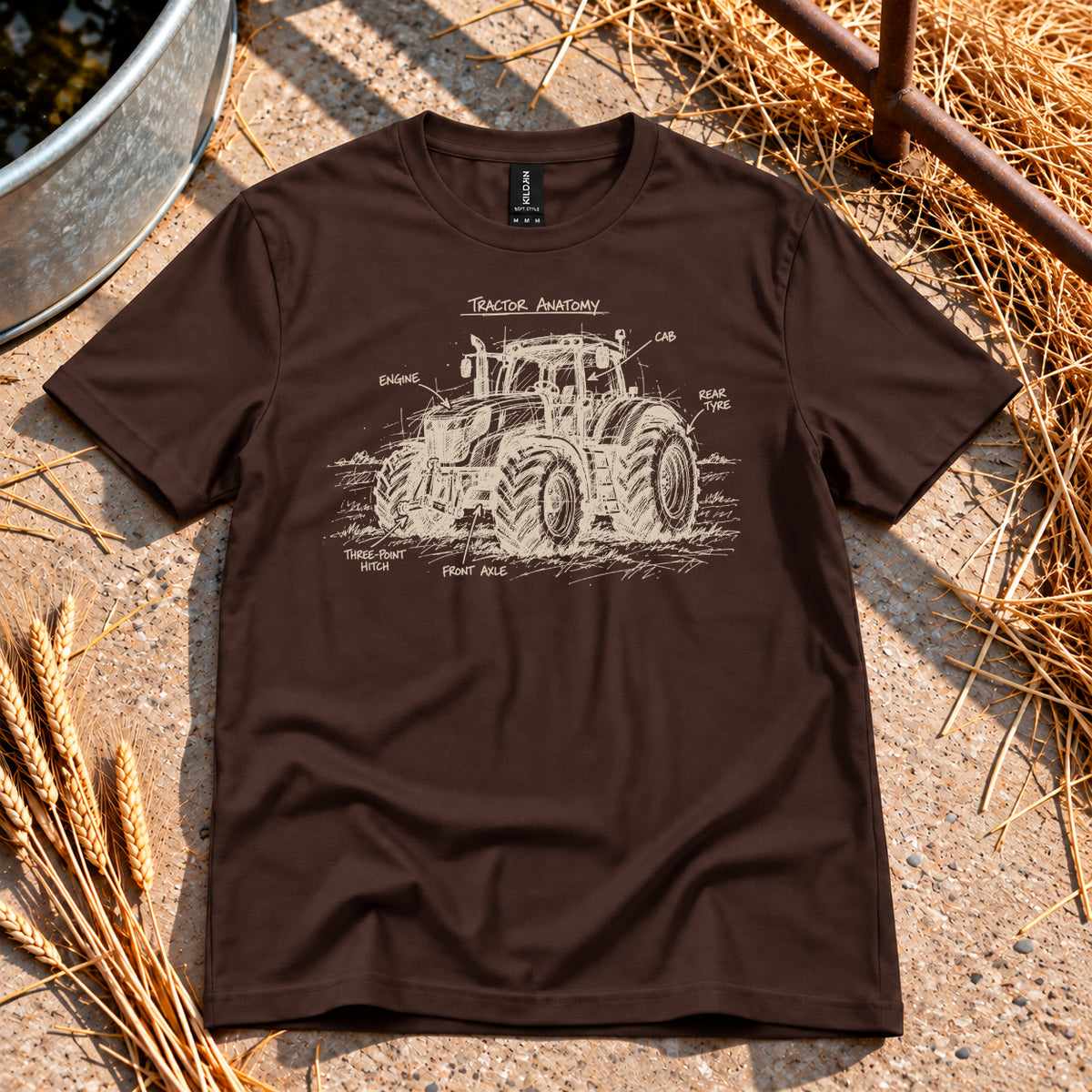 Tractor Anatomy T-Shirt in Dark Chocolate