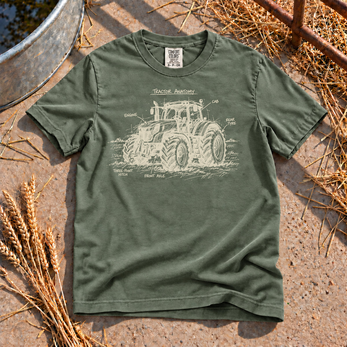 Tractor Anatomy T-Shirt in Moss