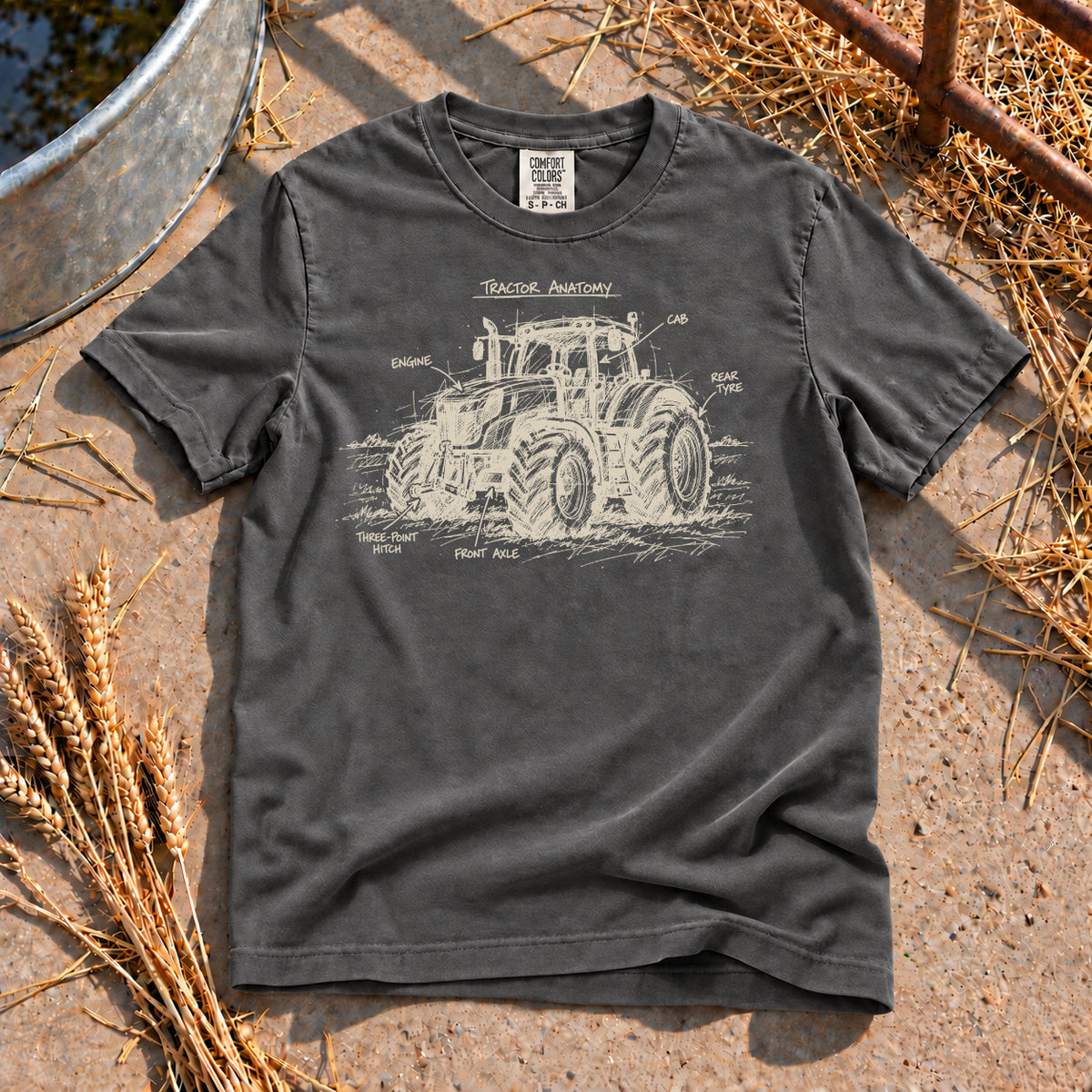 Tractor Anatomy T-Shirt in Pepper
