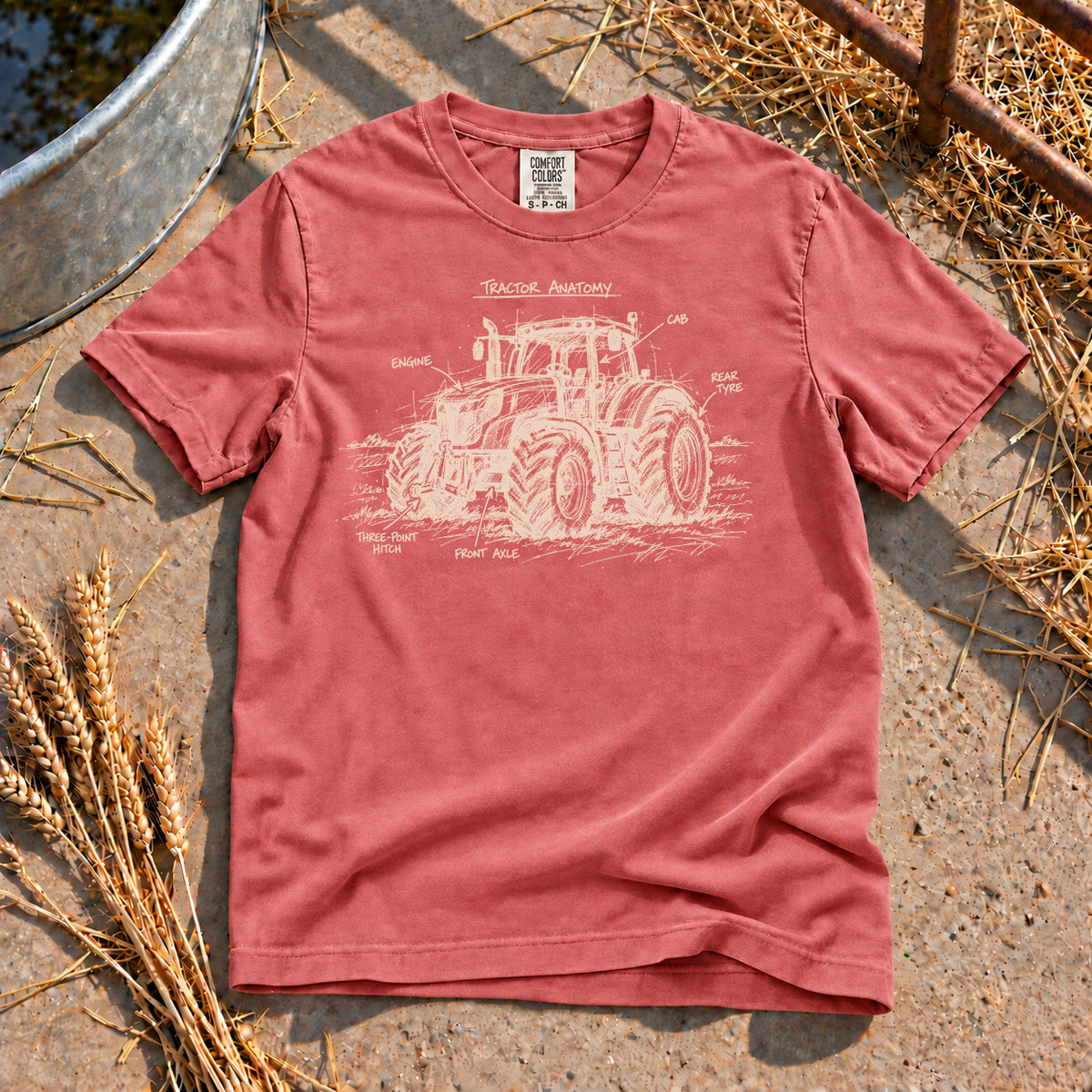 Tractor Anatomy T-Shirt in Watermelon