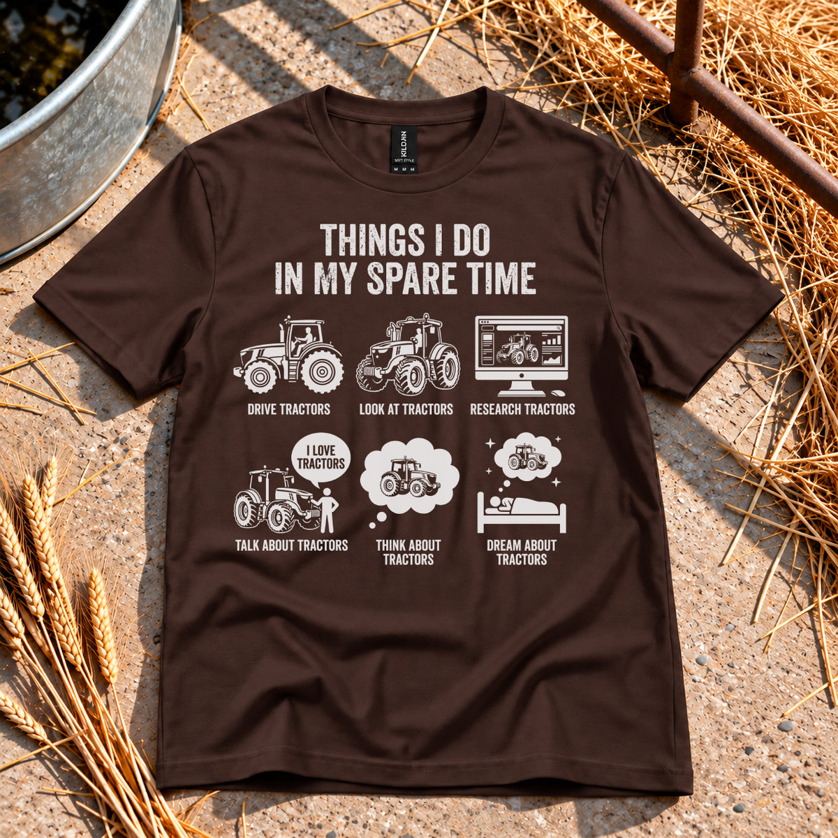 Tractor Mad T-Shirt in Dark Chocolate
