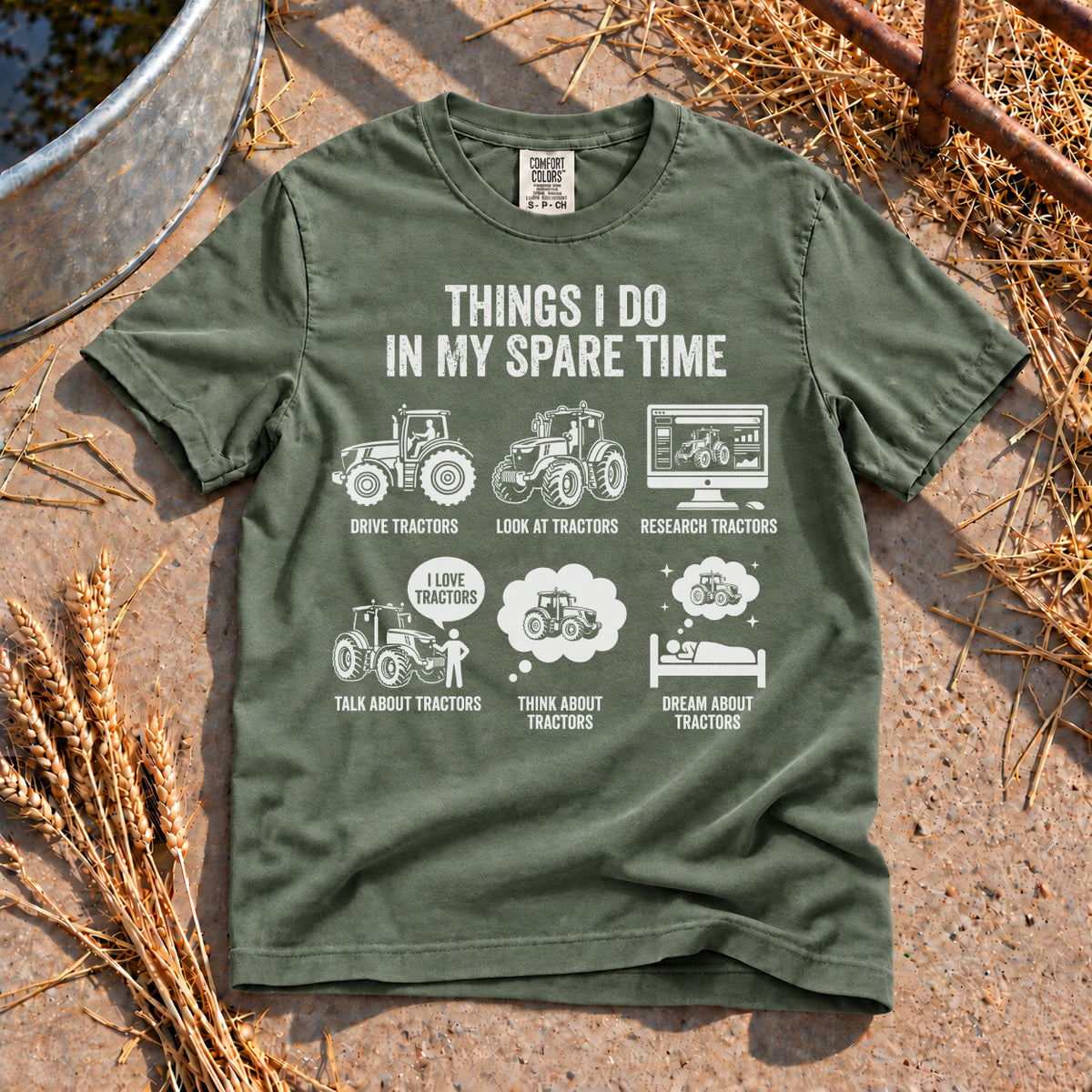 Tractor Mad T-Shirt in Moss