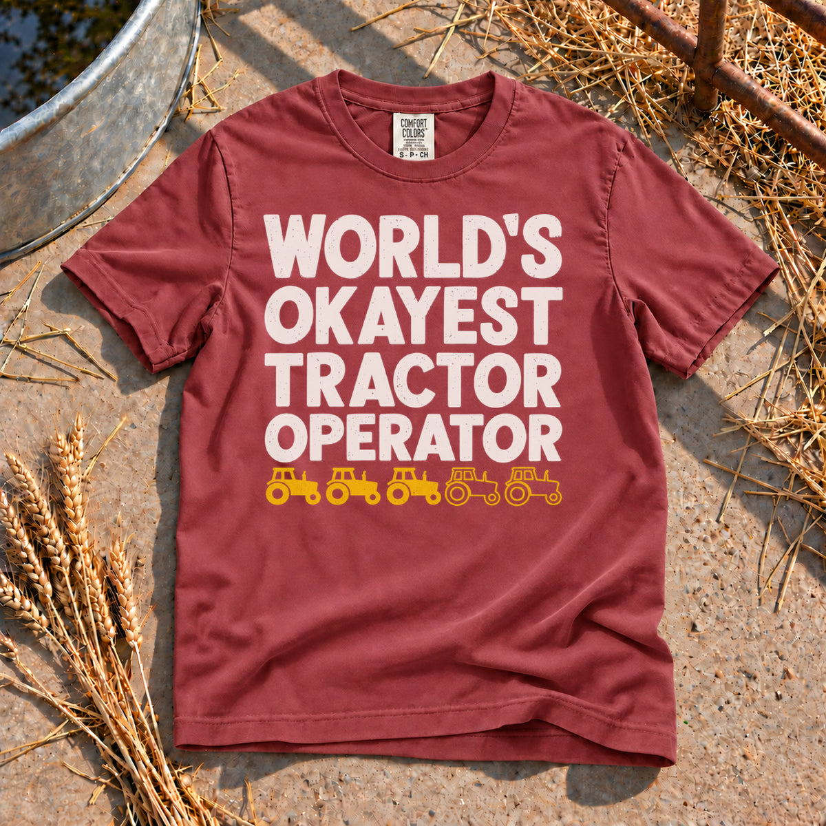 Tractor Operator T-Shirt in Brick