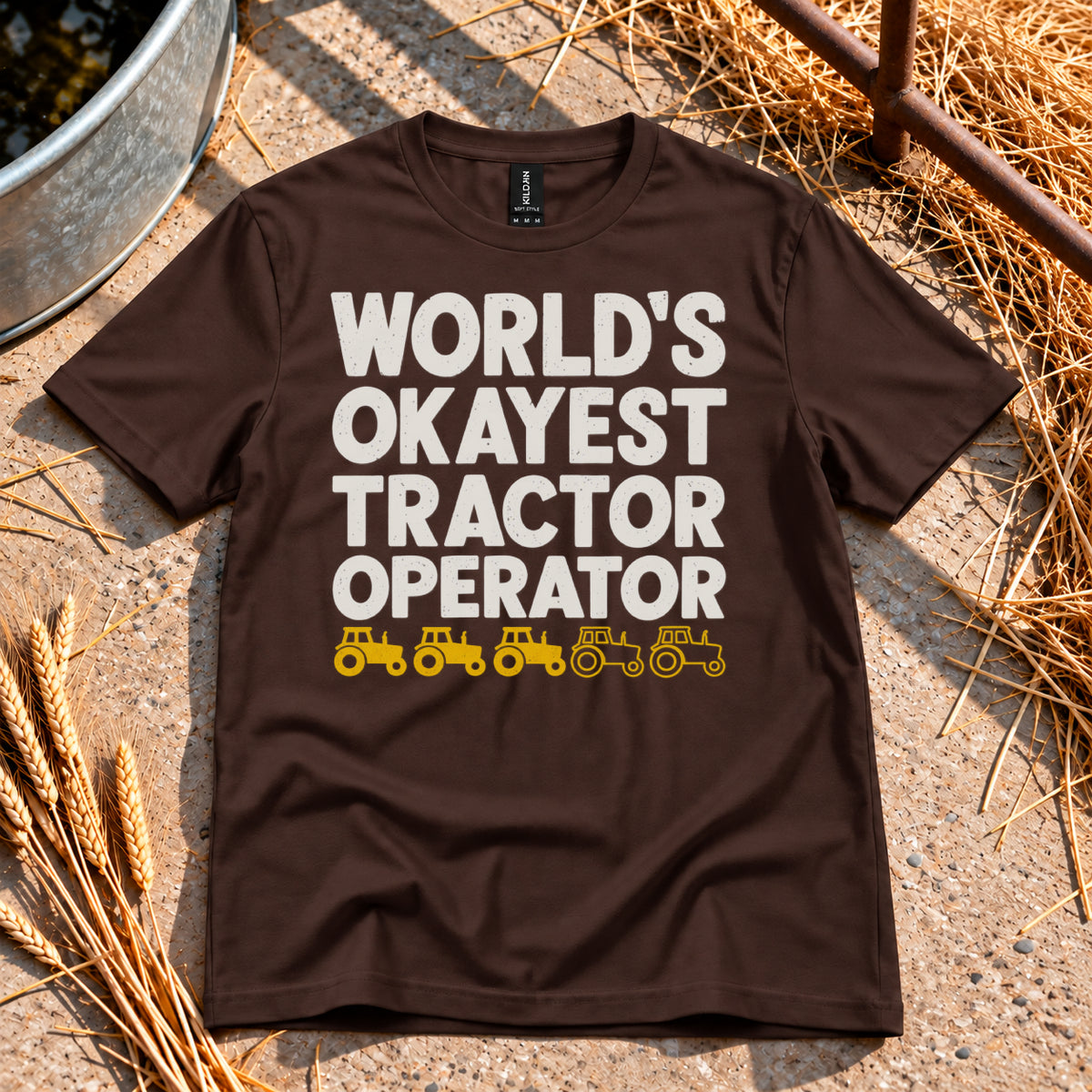 Tractor Operator T-Shirt in Dark Chocolate