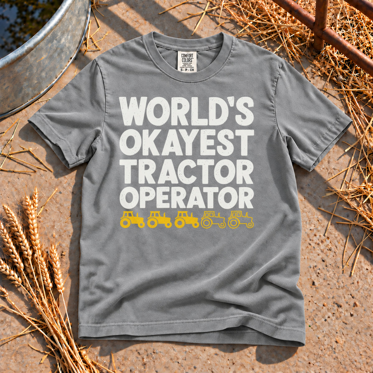 Tractor Operator T-Shirt in Grey