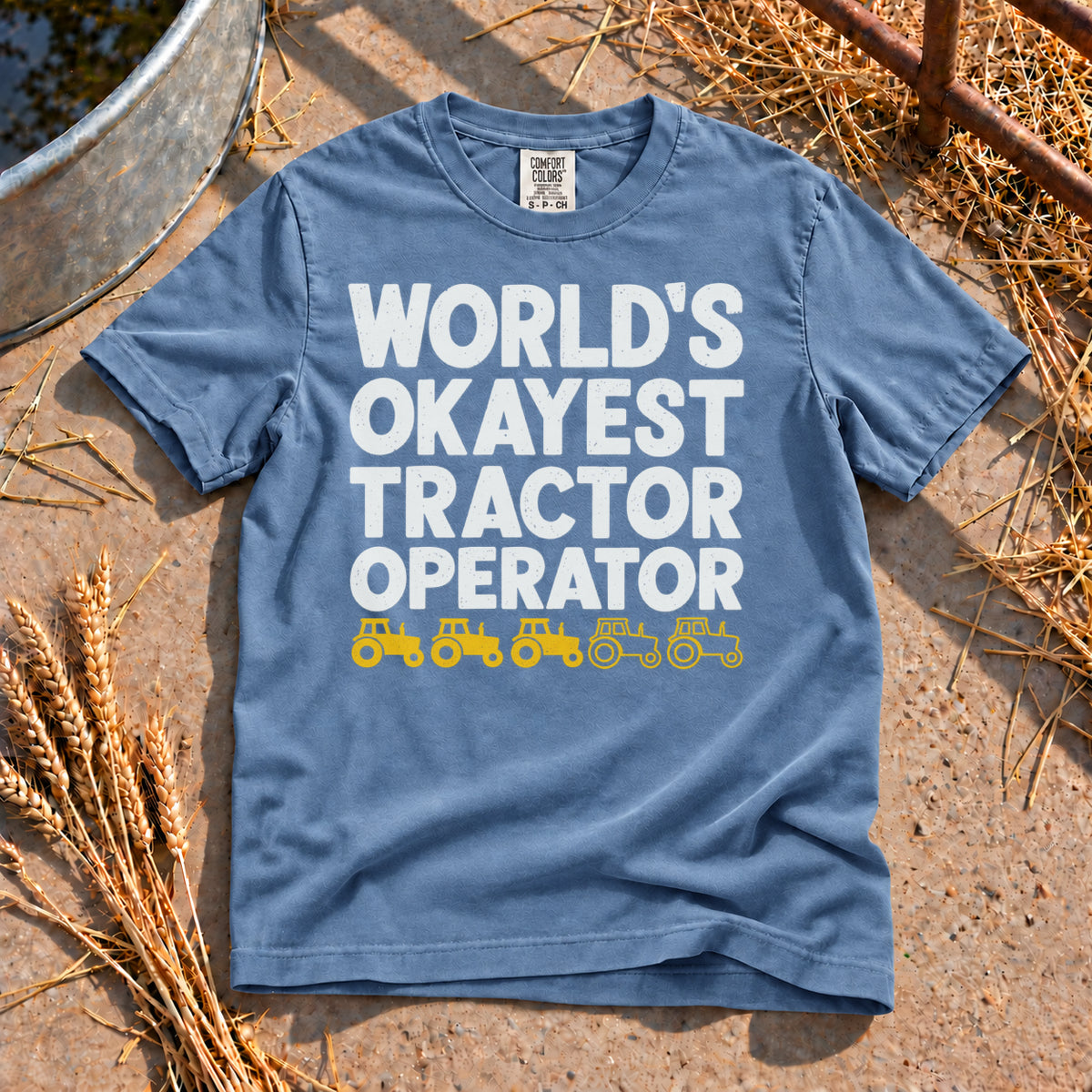 Tractor Operator T-Shirt in Blue Jean