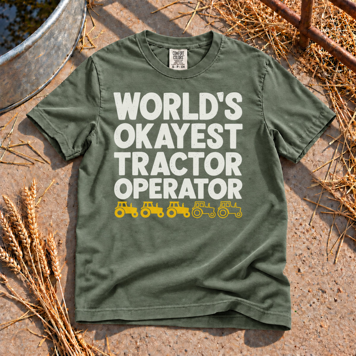 Tractor Operator T-Shirt in Moss
