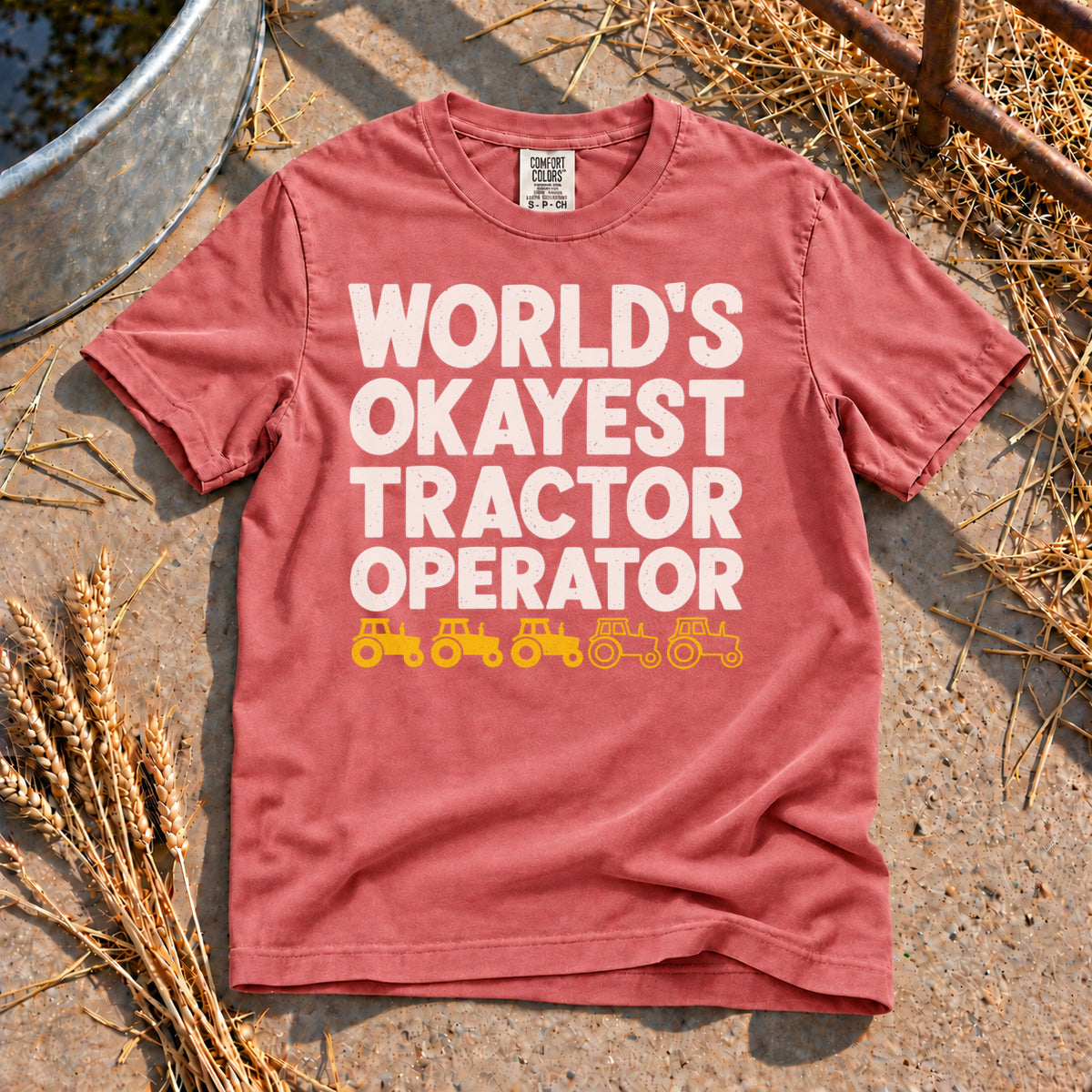 Tractor Operator T-Shirt in Watermelon